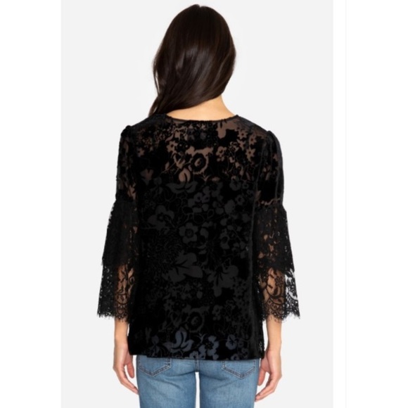 JOHNNY WAS Eureka Burnout Lace Top in Black S - Picture 2 of 9
